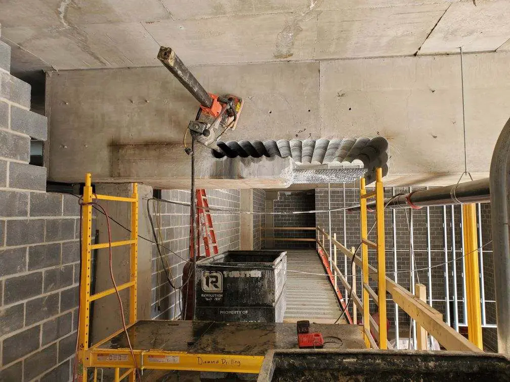 Concrete cutting in a construction site.